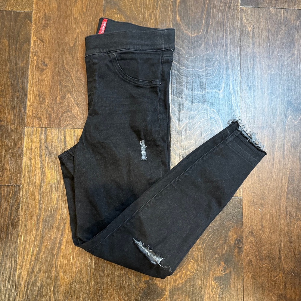 SPANX Black‎ Ripped Distressed Denim Leggings Pants M/M